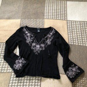 INC International Concepts Embroidered Black Shirt